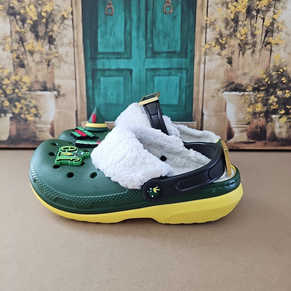 Buddy The Elf × Crocs Fleece Lined Green Christmas Clogs Men's Sz 5, Women's 7